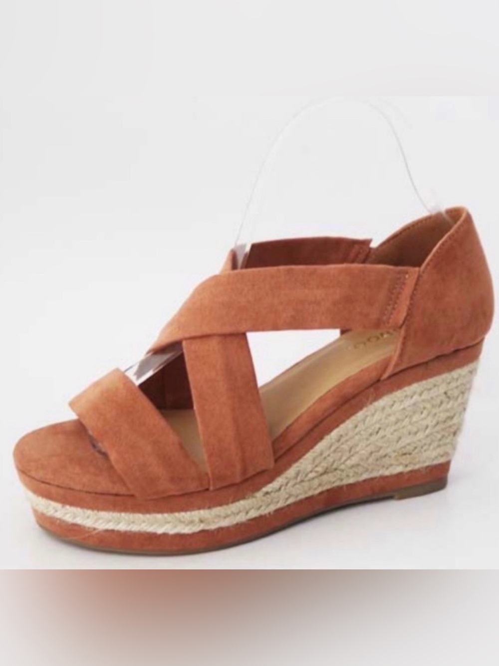 Women's Faux-Suede Espadrille Wedge Sandal - Rust